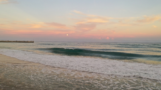 Beach waves crashing