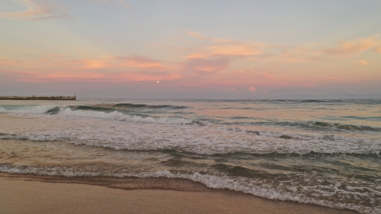 Beach waves crashing